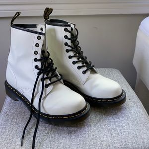 1460 White Smooth Leather Lace-Up Boots